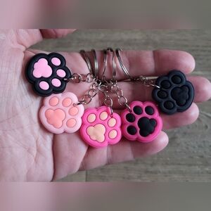 Set Of 3 Silicone Paw Keychains